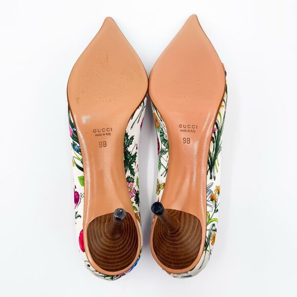 Gucci Horsebit Floral Pointed Toe Pumps Heels Satin Size 9 - Picture 8 of 15